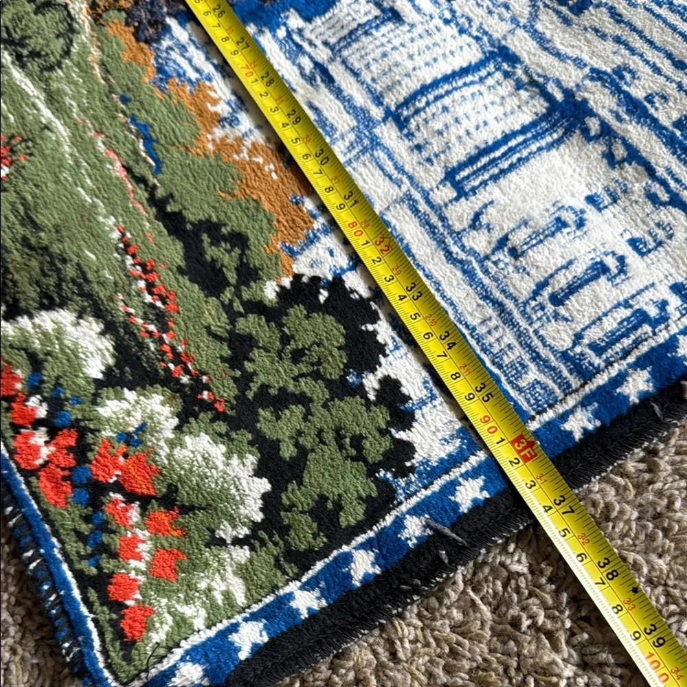 Blue Embroidered Patriotic Tapestry
